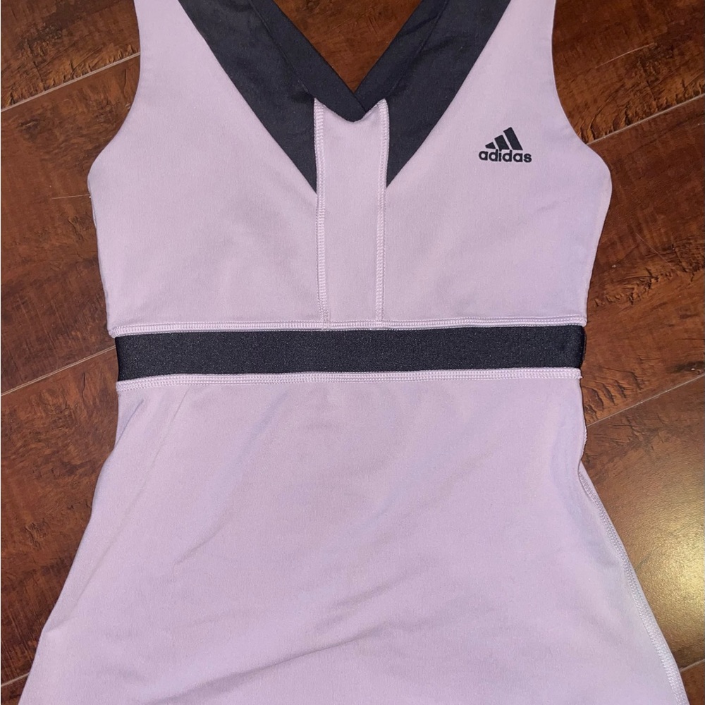 adidas Lilac and Black V-Neck Athletic Top